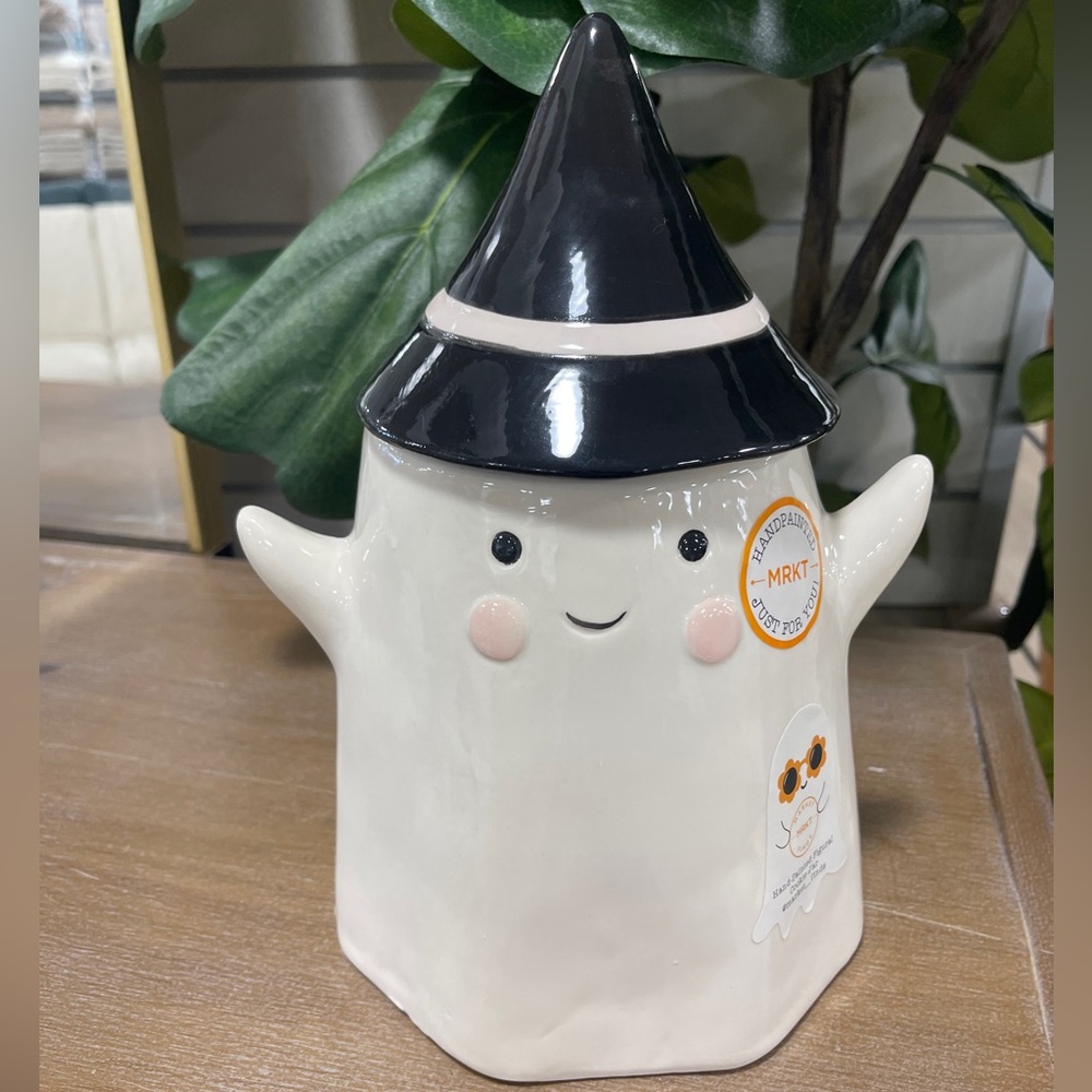 Halloween Ghost Witch Cute Ceramic Cookie Jar 👻 Market Finds NWT